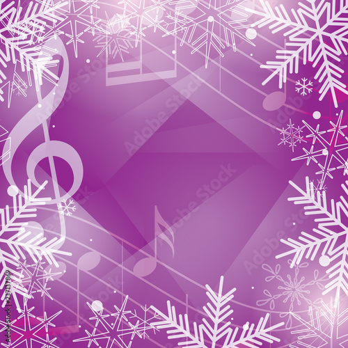 Canvas Print bright violet vector background with music notes and snowflakes for christmas ho