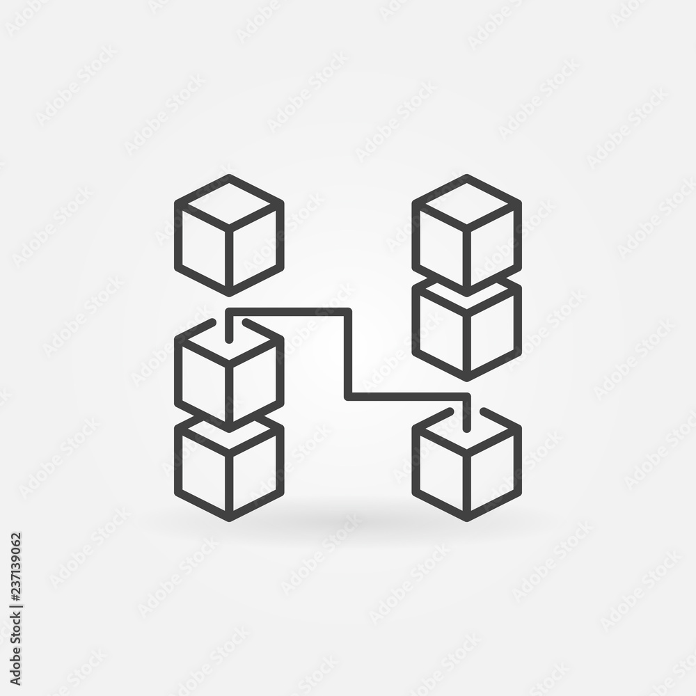Blockchain outline icon. Vector concept symbol for digital finance industry and block chain technology Blockchain outline icon. Vector concept symbol for digital finance industry and block chain technology