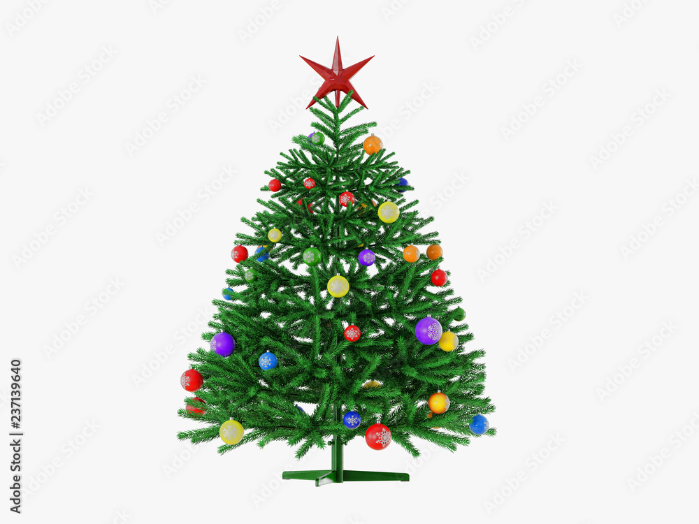 Christmas tree with toys and a star Christmas tree with toys and a star