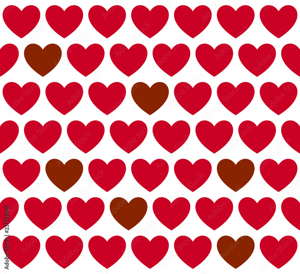 Valentine's Day Seamless Pattern Background with Hearts, Holiday Celebrated February 14. Vector illustration.