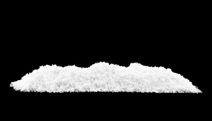 white snow isolated on black background