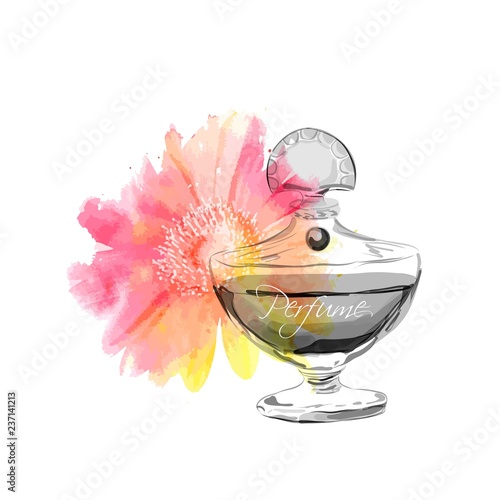Beautiful perfume bottle. Vector illustration.