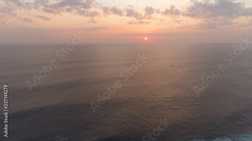 aerial view sunset over ocean. seascape Colorful sunset over the sea in the tropics