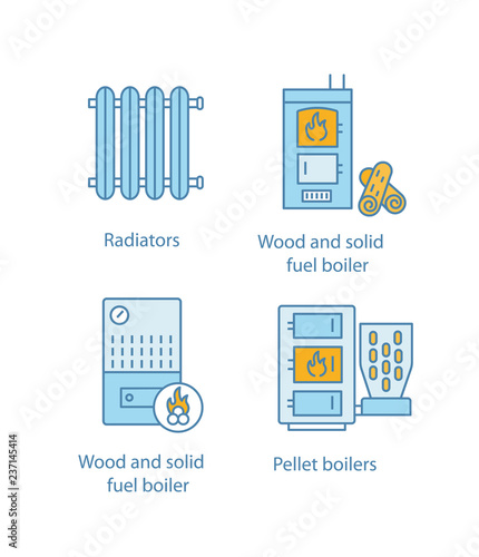 Heating color icons set