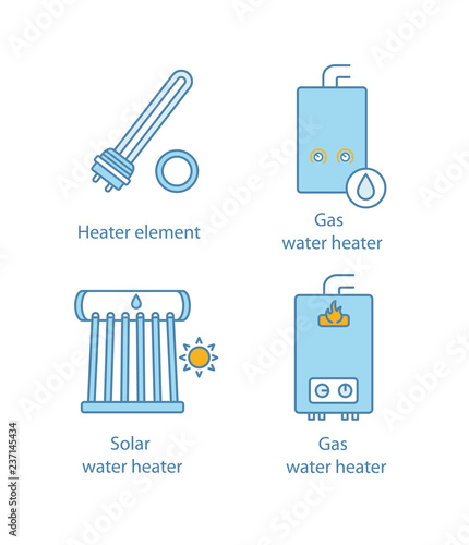 Heating color icons set