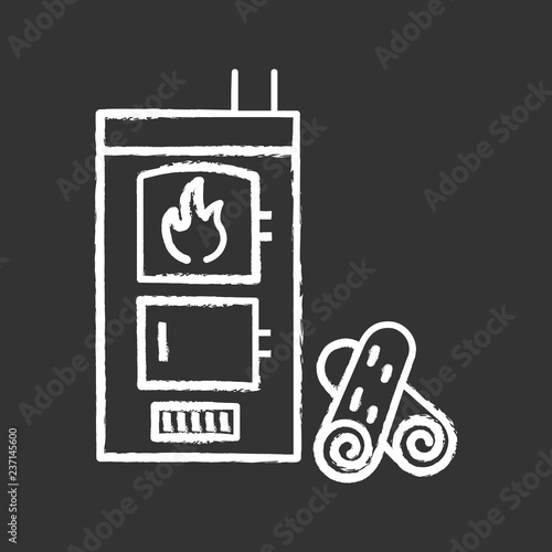 Solid fuel boiler chalk icon