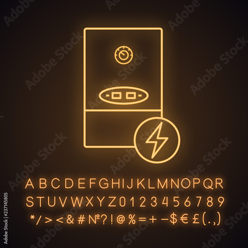 Electric heating boiler neon light icon
