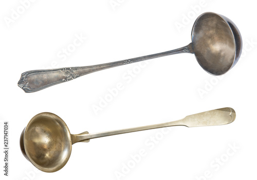 Old fine gilded ladle. Vintage Kitchen kitchenware.