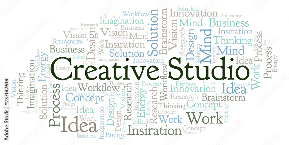 Creative Studio word cloud, made with text only.