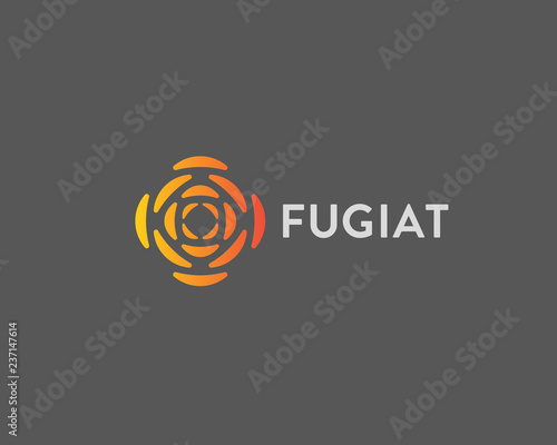 Abstract circle segment logo. Geometric flower rose energy tech vector logo