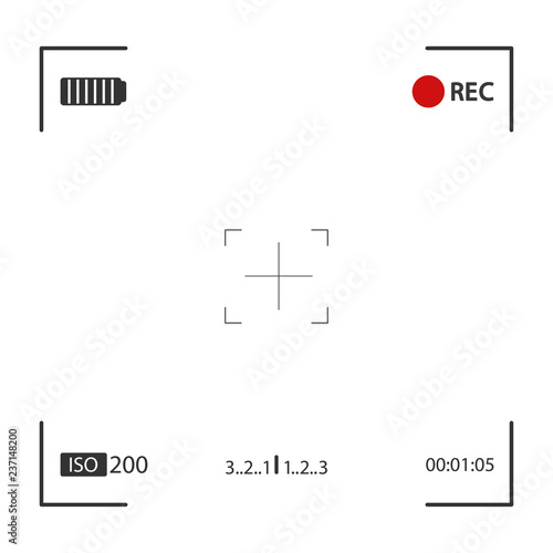 Screen frame viewfinder with digital focus and exposure camera settings