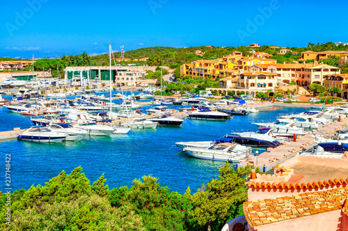 Fototapeta Naklejka Na Ścianę i Meble -  View of Porto Cervo, Italian seaside resort in northern Sardinia, Italy. Centre of Costa Smeralda. One of the most expensive resorts in the world.