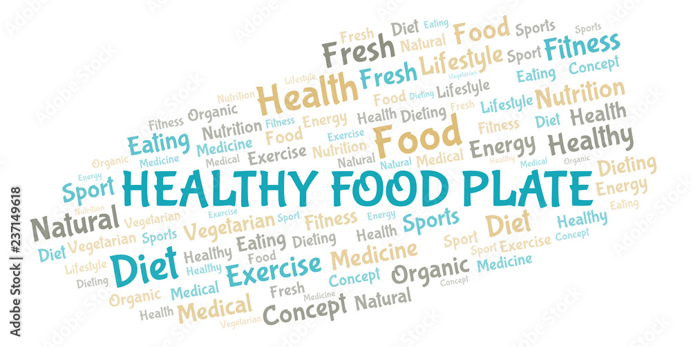 Fototapeta premium Healthy Food Plate word cloud.