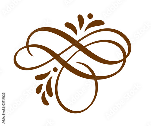 Hand Drawn Calligraphic Floral Spring Flourish Design Elements in style isolated on white background. Vector calligraphy and lettering illustration