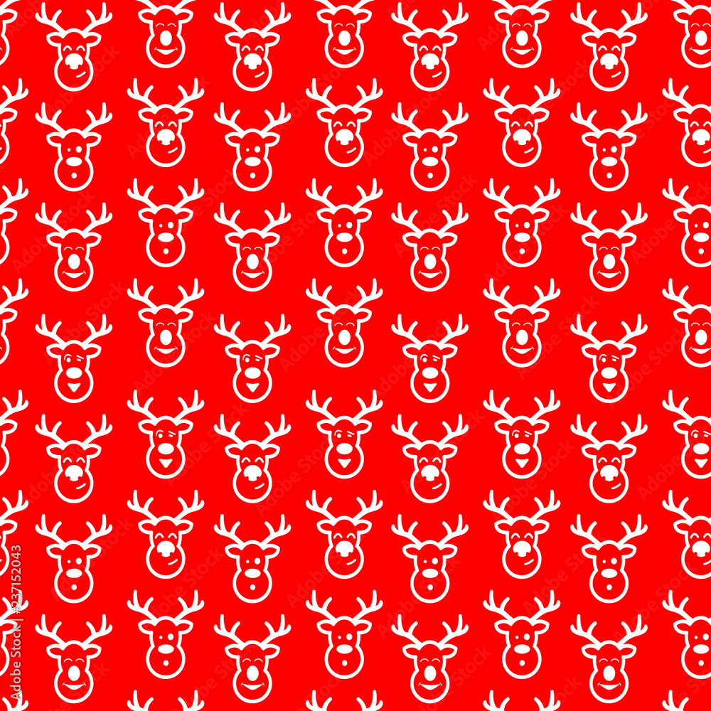 Christmas Deer Flat Icon Seamless Pattern Background. Vector Illustration. Christmas Deer Flat Icon Seamless Pattern Background. Vector Illustration.