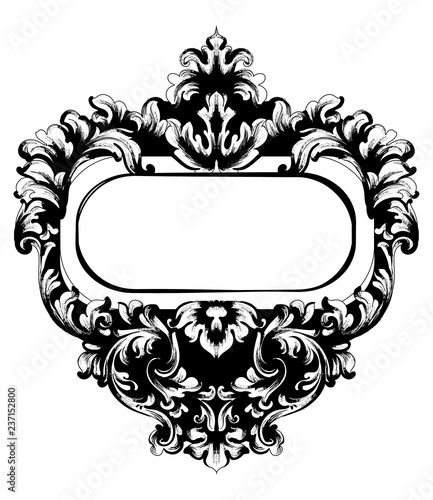Baroque mirror frame square Vector. Victorian ornamented border monogram floral ornament leaf scroll engraved retro flower decorative design. filigree calligraphics