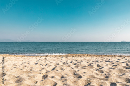 Turquoise Sea Horizon Line From Sand Beach