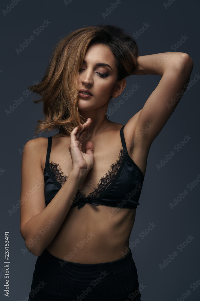 Portrait of attractive sexy woman in bra