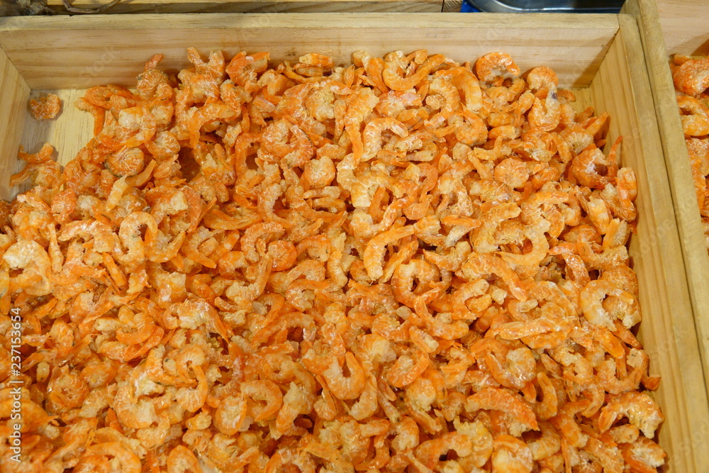Many orange dried shrimp , dried salted prawn ready for cooking. Many orange dried shrimp , dried salted prawn ready for cooking.