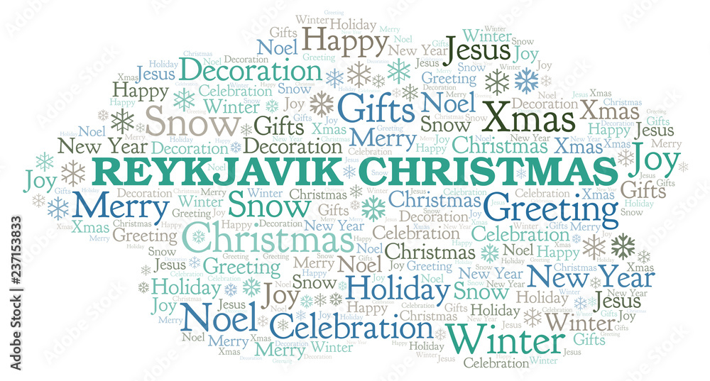 Fototapeta premium Reykjavik Christmas word cloud.