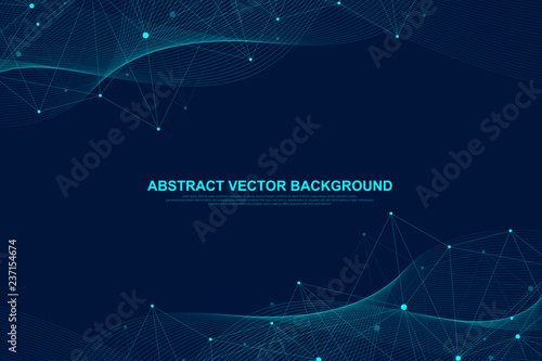 Abstract plexus background with connected lines and dots. Plexus geometric effect Big data with compounds. Lines plexus, minimal array. Digital data visualization. Vector illustration