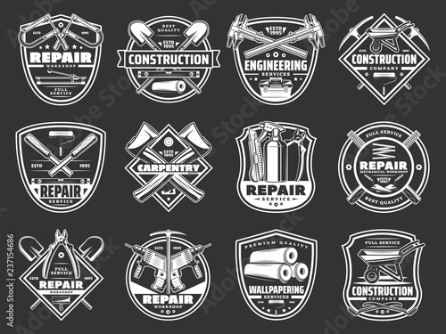 Home repair service construction tools shop icons