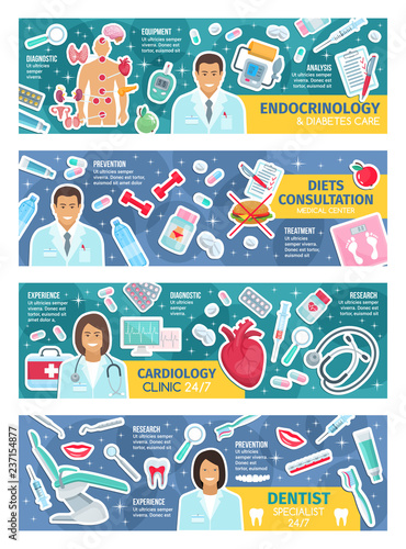 Medical consultation doctors or specialists poster