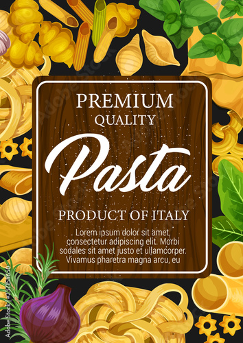 Pasta of Italy poster with pastry and seasoning