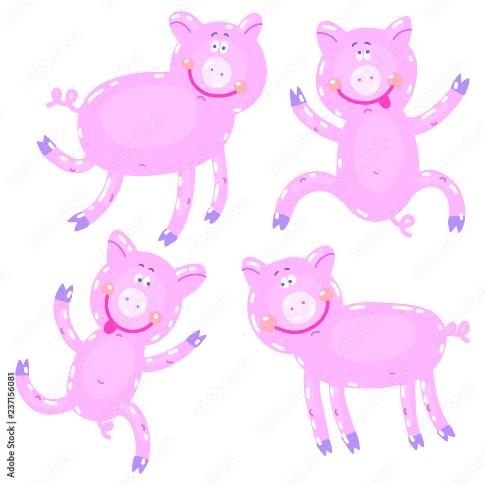 Obraz premium Vector hand-drawn illustration with pig in a village. Farm animal.