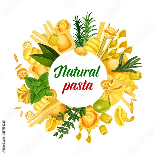 Natural pasta, pastry product with herbs