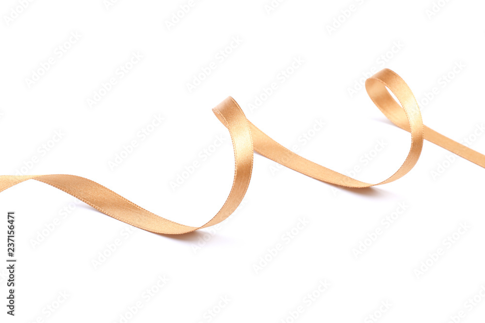 Beautiful golden ribbon on white background Beautiful golden ribbon on white background