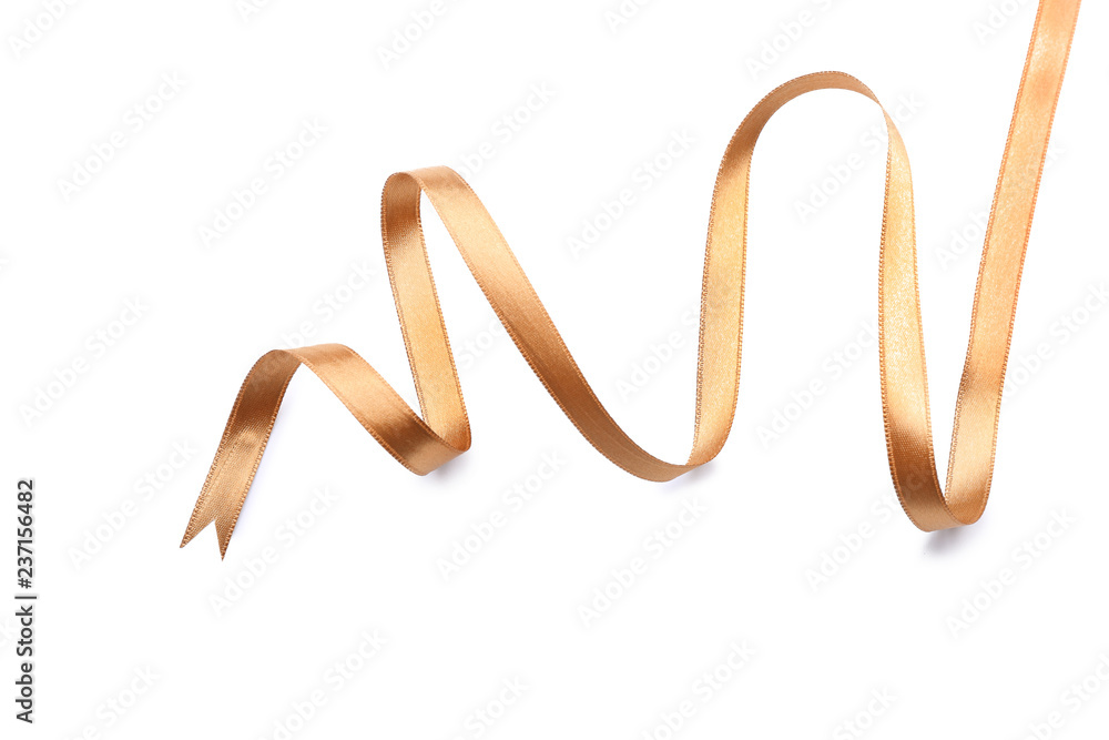 Beautiful golden ribbon on white background Beautiful golden ribbon on white background
