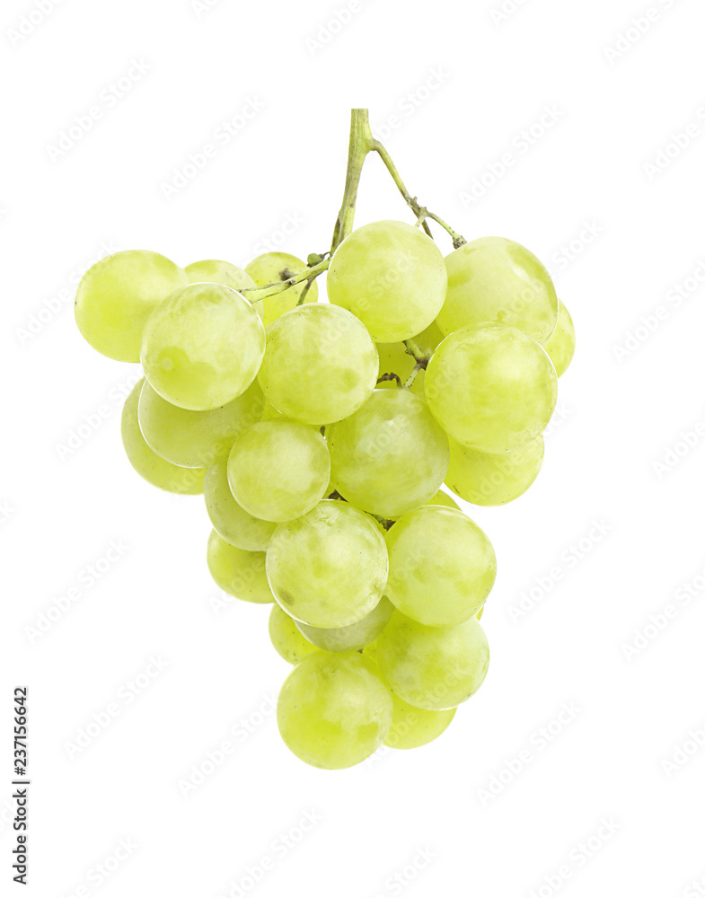 Ripe sweet grapes on white background