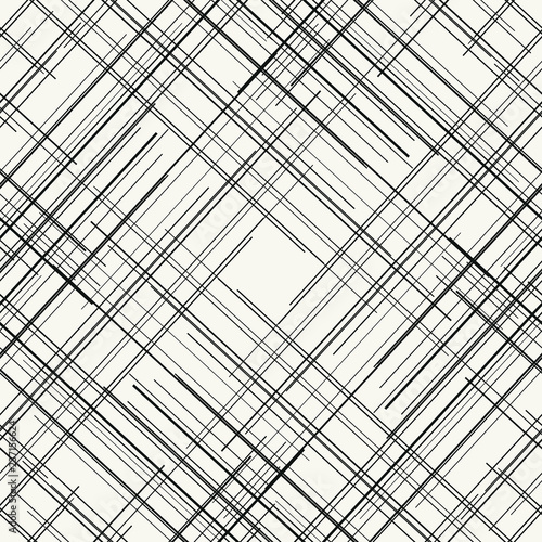 Regular discontinue thin lines in diagonal crossing seamless pattern with monochrome look.