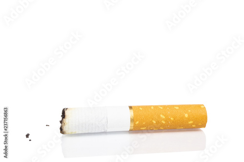 cigarette butt on white background