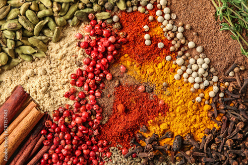 Different aromatic spices, closeup