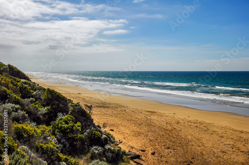 A favorite surfing spot on the Australian Pacific coast in Apollo Bay.