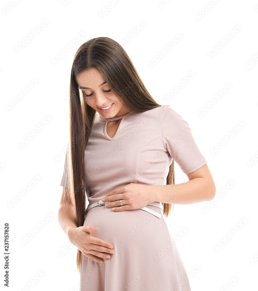 Beautiful pregnant woman on white background Beautiful pregnant woman on white background