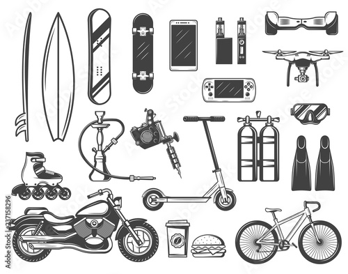 Hobby and entertainment items or devices sketches