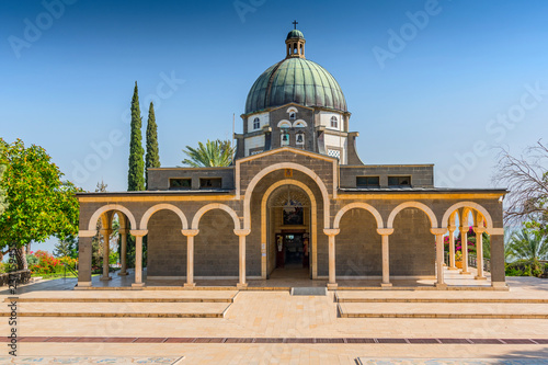 Bild auf Leinwand Church Of The Mount Of Beatitudes, Sea Of Galilee, Israel.