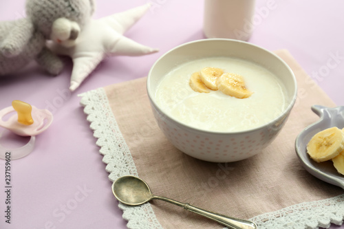 Bowl with healthy baby food...