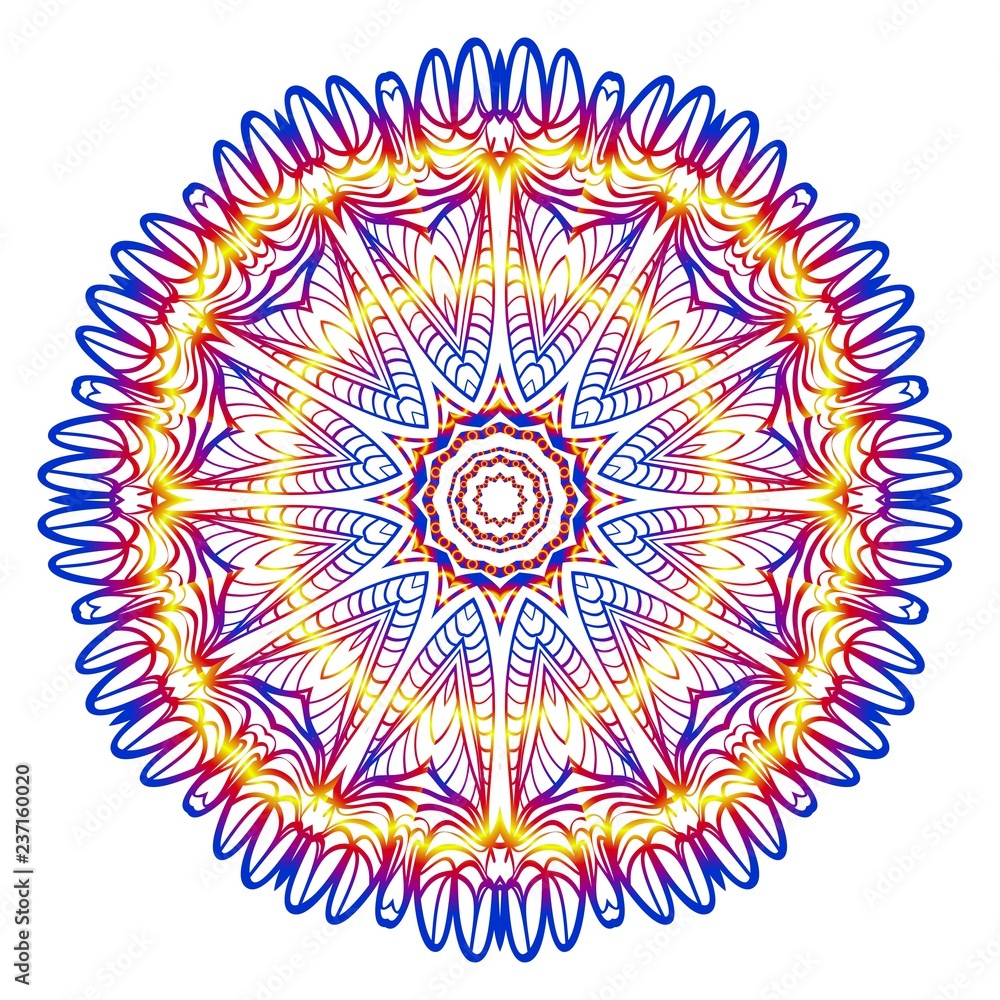 Flower coloring Mandala. decorative elements. Oriental pattern, vector illustration. Indian, moroccan, mystic, ottoman motifs.
