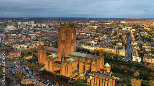 Aerial view of Liverpool cathedral built on St James's Mount
