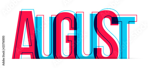 August word vector isolated on white background
