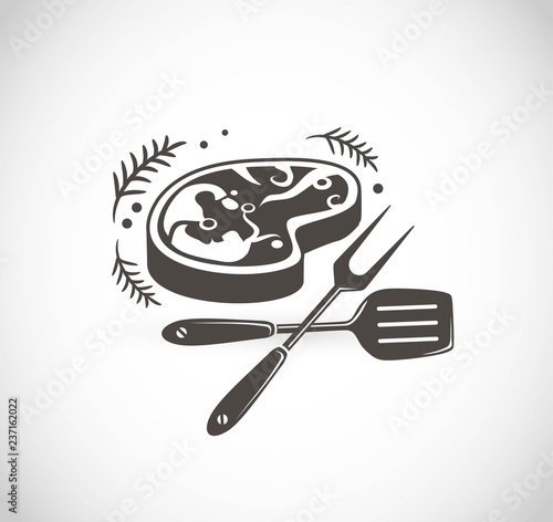 Steak icon with spices vector icon