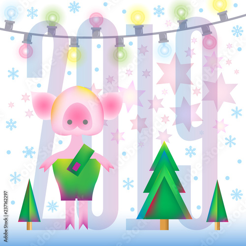Vector mascot on gift card,