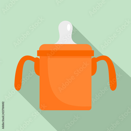 Baby sippy cup icon. Flat illustration of baby sippy cup vector icon for web design