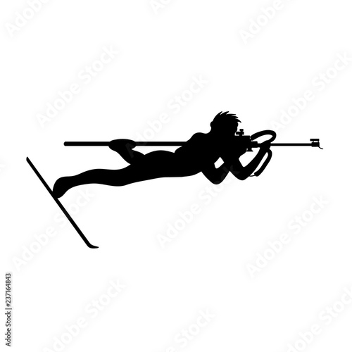 Shooting from prone positions in biathlon. Vector