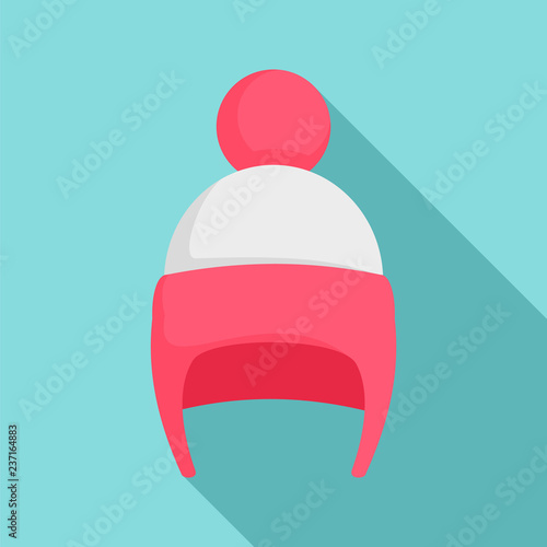 Girl winter hat icon. Flat illustration of girl winter hat vector icon for web design