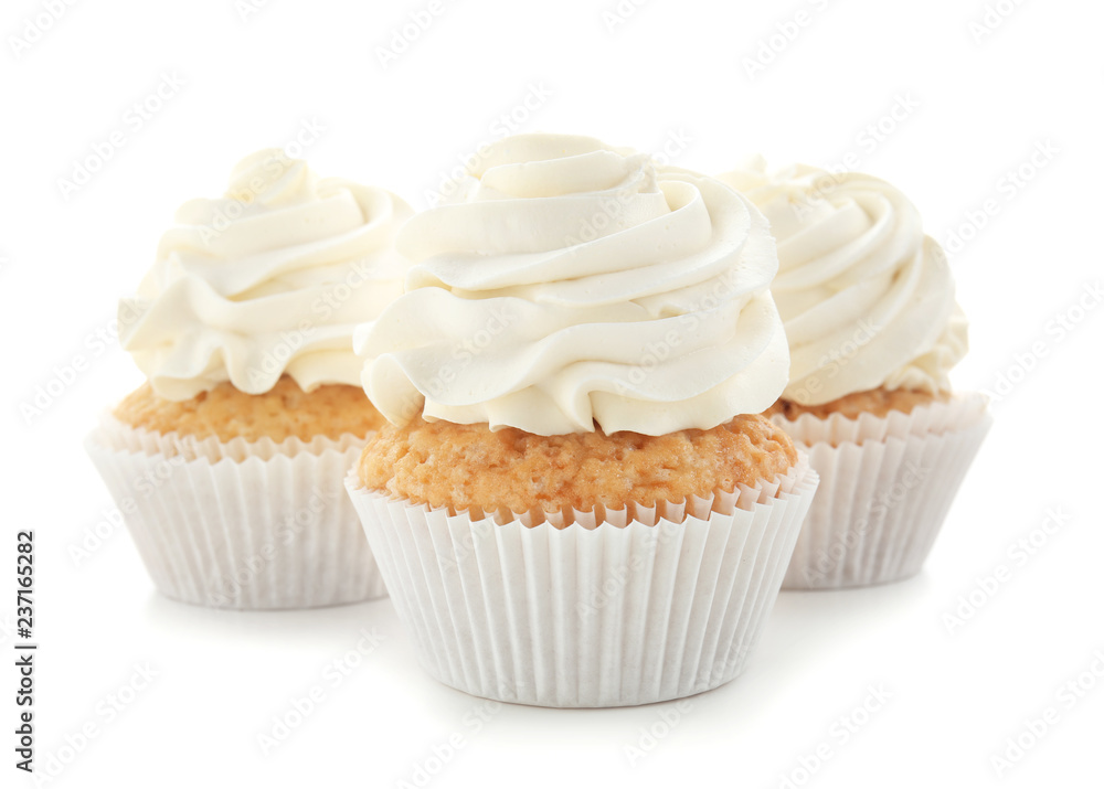 Delicious cupcakes on white background Delicious cupcakes on white background